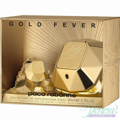 Paco Rabanne Lady Million Gold Fever (EDP 80ml + Metal Bag Charm) for Women Women's Gift sets