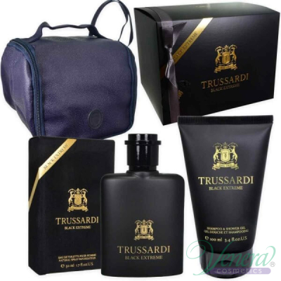 Trussardi Black Extreme Set (EDT 50ml + SG 100ml + Bag) for Men Men's Gift sets