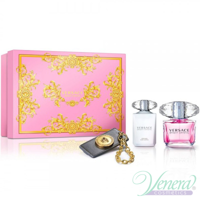 Versace Bright Crystal Set (EDT 90ml + BL 100ml + Bag Tag) for Women Women's Gift